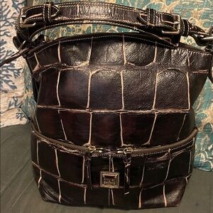 Dooney & Bourke Dark Brown Croc Embossed Bag